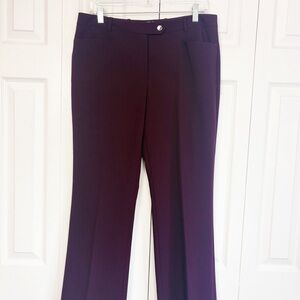 Calvin Klein Aubergine Purple Mid-Rise Straight Leg Trouser Dress Pants